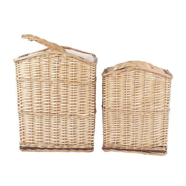 Living Today 2 Piece Wicker Storage Baskets With Lid Set Carousel 1