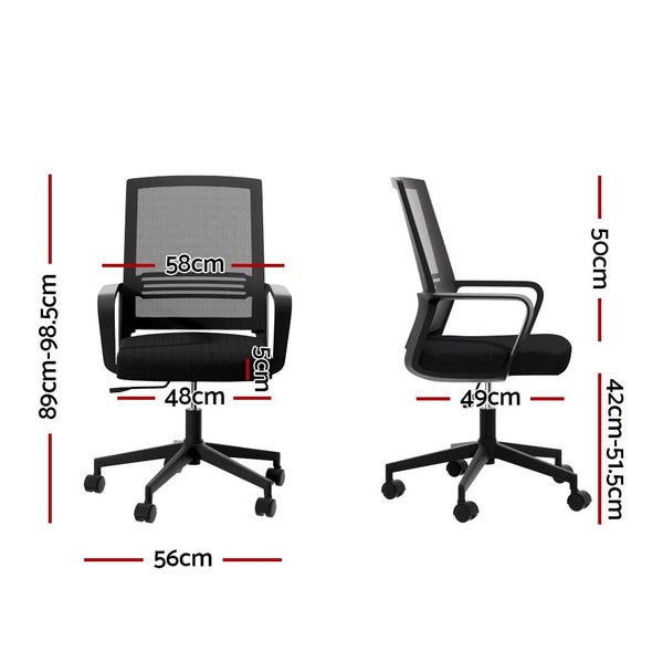 Artiss Mesh Office Chair Computer Gaming Desk Chairs Work Study Mid Back Black Carousel 2