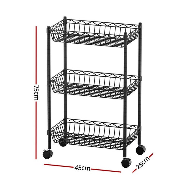 Artiss 3 Tier Shelving Unit Adjustable Garage Storage Kitchen Rack With Wheels Carousel 2