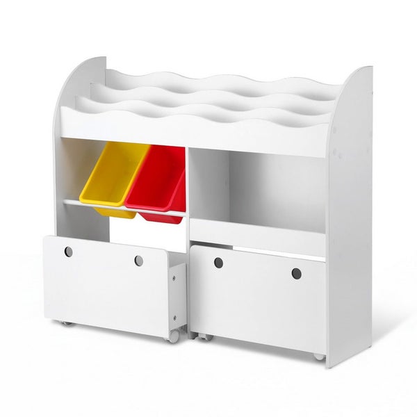 Keezi 3 Tiers Kids Bookshelf Storage Children Bookcase Toy Box Organiser Display Carousel 1