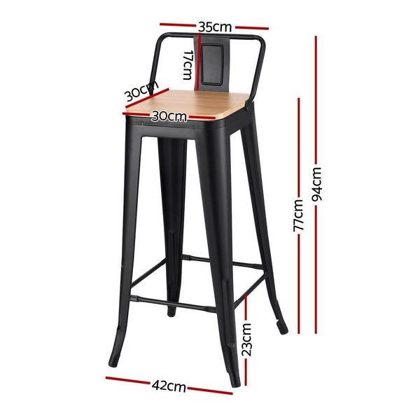 Artiss 2X Bar Stools Kitchen Counter High Chair Dining Stackable Metal Black Carousel 2