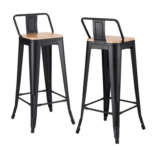 Artiss 2X Bar Stools Kitchen Counter High Chair Dining Stackable Metal Black Carousel 1