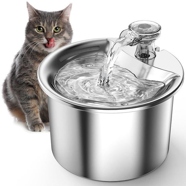 Elosung Beginner Package Stainless Steel Pet Water Fountain With Automatic Power Carousel 1