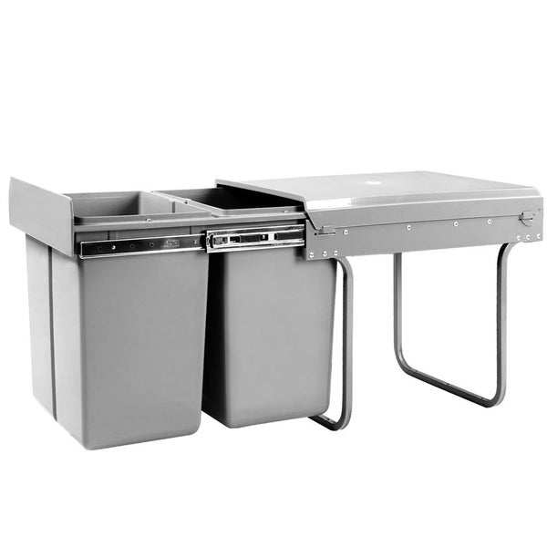 Cefito Pull Out Bin Kitchen Double Basket 2X20l Grey Carousel 1