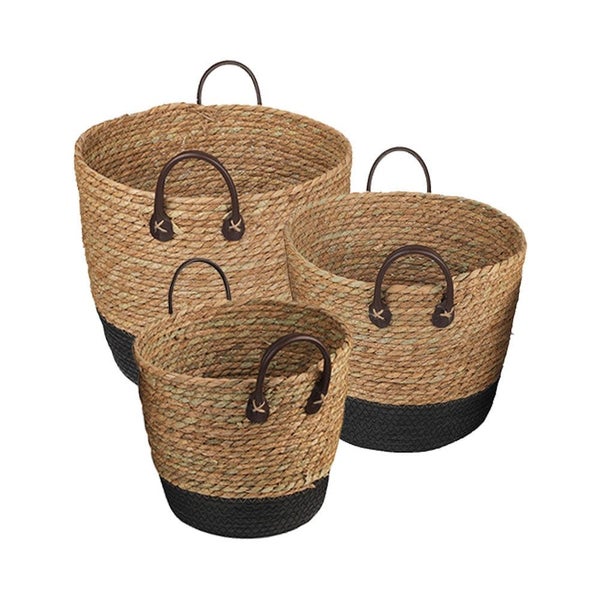 Living Today 3 Piece Cotton Rope Stripe Carry Handles Storage Baskets Set Carousel 1