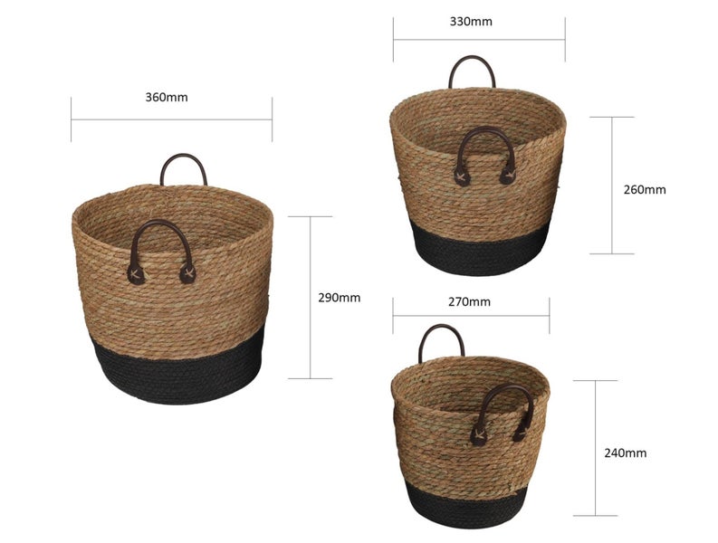 Living Today 3 Piece Cotton Rope Stripe Carry Handles Storage Baskets Set Carousel 2
