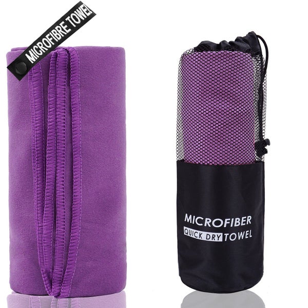 Elosung 2 Piece Purple Quick Dry Microfiber Sports Towel With Travel Case Compac Carousel 1