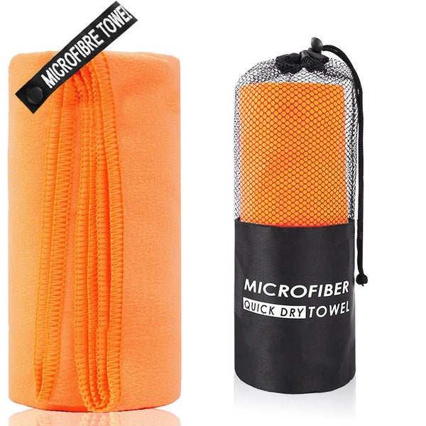 Elosung 2 Piece Orange Quick Dry Microfiber Sports Towel With Travel Case Compac Carousel 1