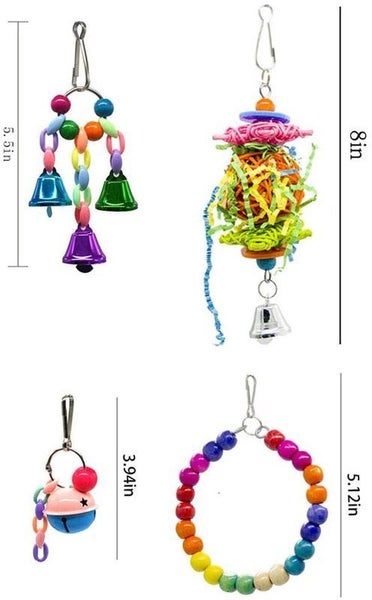 10pcs Wooden Bird Toy Parrot Cage Mirror Ladder Chewing Swing Toys Carousel 2