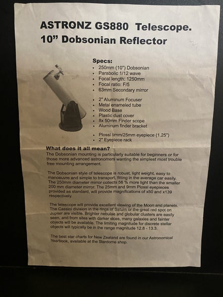 10” Dobsonian Telescope + Premium kit Carousel 11