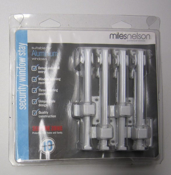 Miles Nelson Security Window Stays for Aluminium Windows (White x4) 250PWA4 Carousel 1