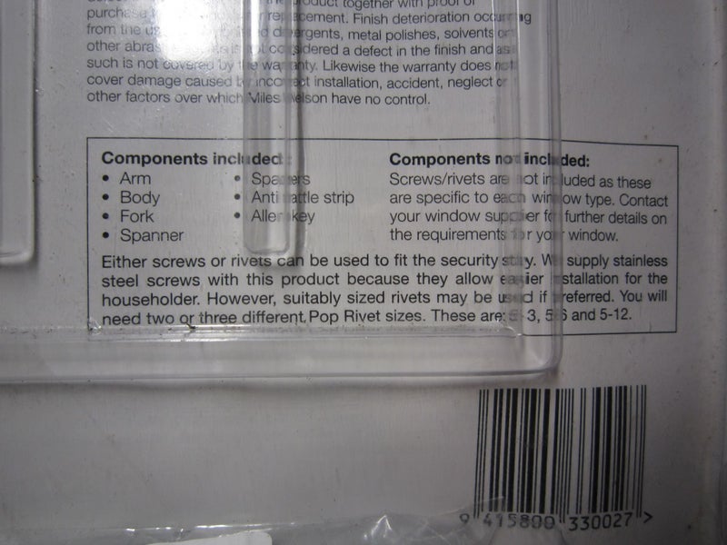 Miles Nelson Security Window Stays for Aluminium Windows (White x4) 250PWA4 Carousel 6