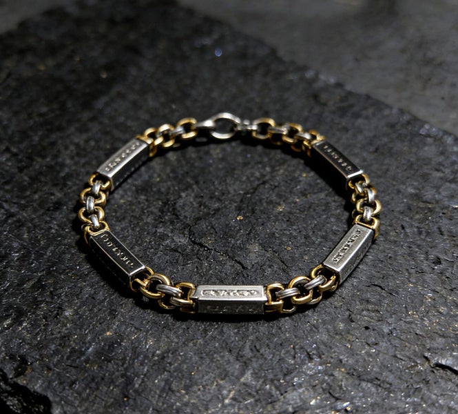 Men's Stainless Steel Chain Lobster Clasp Byzantine Chain Bracelet BSS6DGOM-2 Carousel 1