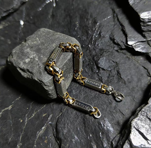 Men's Stainless Steel Chain Lobster Clasp Byzantine Chain Bracelet BSS6DGOM-2 Carousel 2