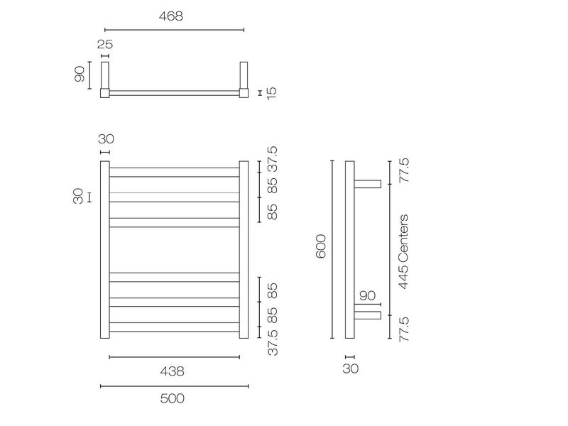 Como 6 Bar Heated Towel Ladder 600 x 500 Matt Black *Excess Stock* Was $699 Carousel 2