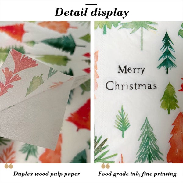 Bulk Xmas Party Napkins - Disposable 2-Layer Cocktail Napkins with Tree Pri Carousel 7