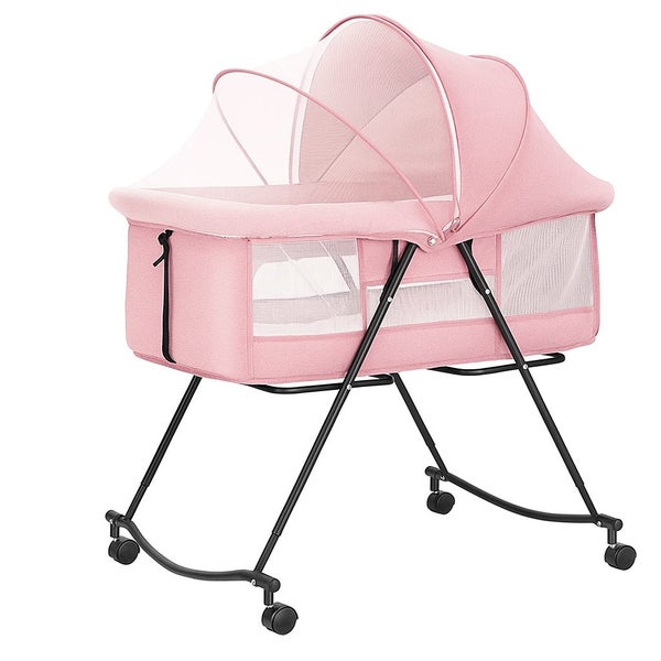 Luna Portable Compact Folding Baby Bassinet with Canopy and Locking Wheels Carousel 13