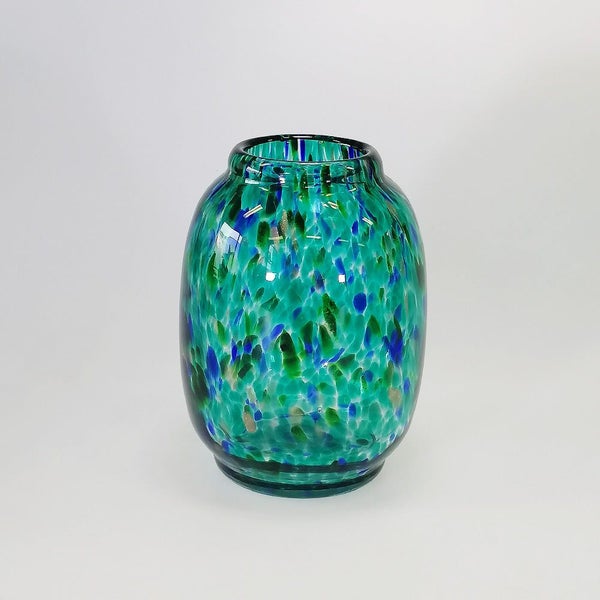 Blue & Aqua Glass 'Urn' Shaped Vase - 21cm Carousel 1