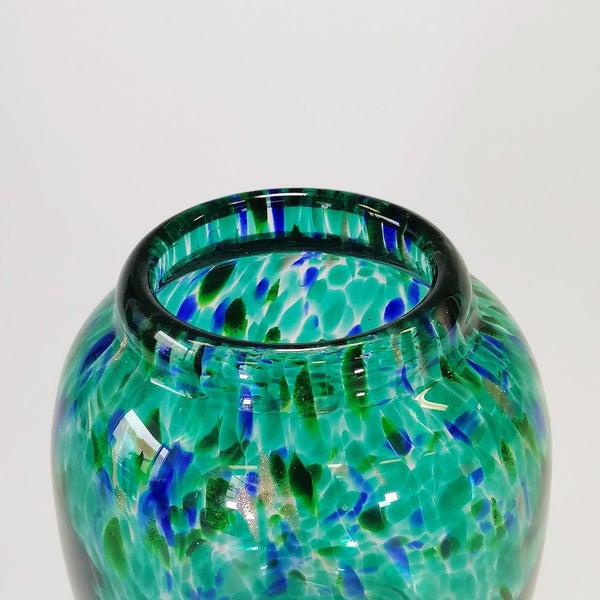 Blue & Aqua Glass 'Urn' Shaped Vase - 21cm Carousel 2