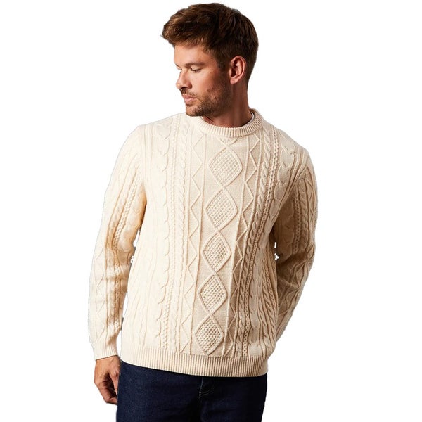 Burton Mens Cable Knit Crew Neck Jumper Carousel 1