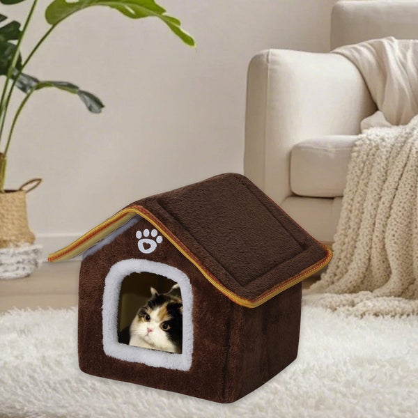 Cat Bed Cave for Indoor Cats & Small Dogs, Washable & Foldable - Polar Flee Carousel 6