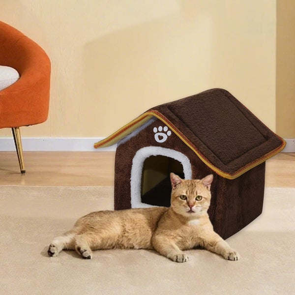 Cat Bed Cave for Indoor Cats & Small Dogs, Washable & Foldable - Polar Flee Carousel 2