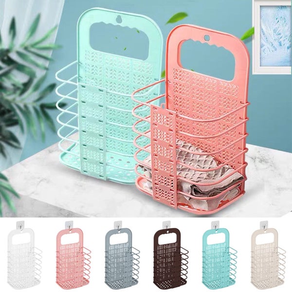 RV Bathroom Collapsible Hanging Laundry Basket,Plastic Dirty Laundry Basket Carousel 1