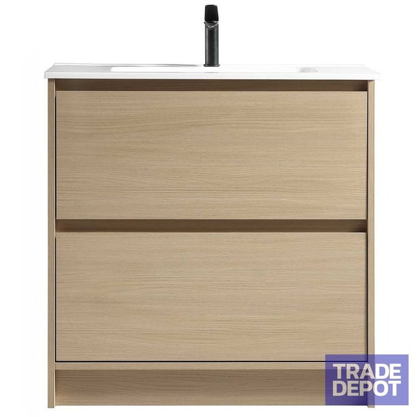 Zara Floor Vanity With Arc Top 800mm - Natural Oak Carousel 1