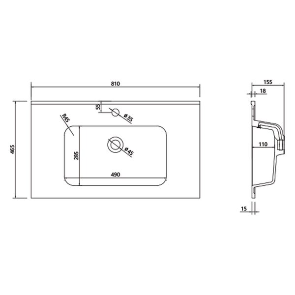 Fremont Floor Vanity with Arc Top 800mm - Matte Black Carousel 5