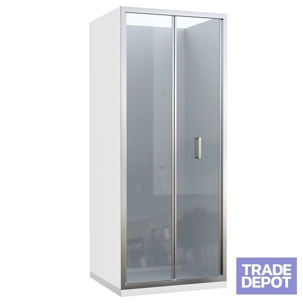 Framed 900mm Chrome Bi-Fold Shower Door Kit Only - 3 Sided Carousel 1