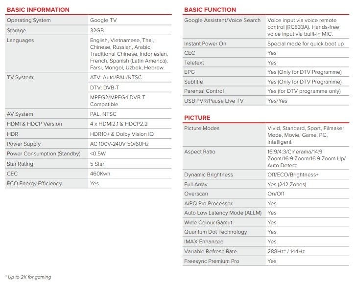 65" TCL TV C6K Premium QD-Mini LED TV64670915178114111