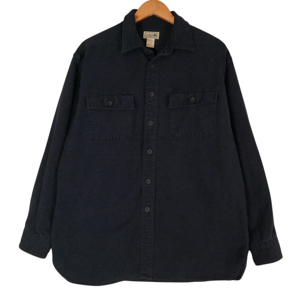 L.L.Bean Moleskin Navy Blue Button Up Shirt Large Carousel 1