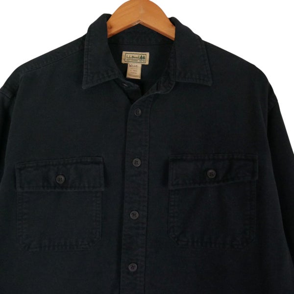 L.L.Bean Moleskin Navy Blue Button Up Shirt Large Carousel 2