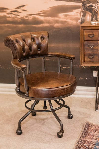 Urbano Interiors- Captains Vintage Leather Office Chair Brown or Black Carousel 2