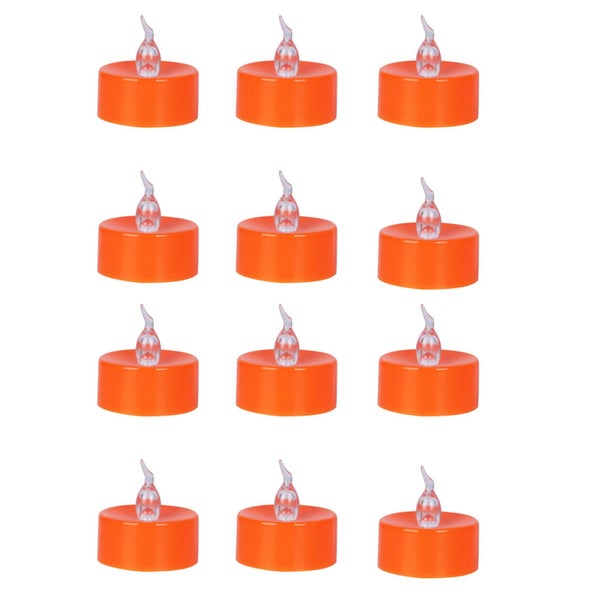 Halloween 12Pack Orange Tea Light Candles Battery Powered LED Tea Lights Wi Carousel 2