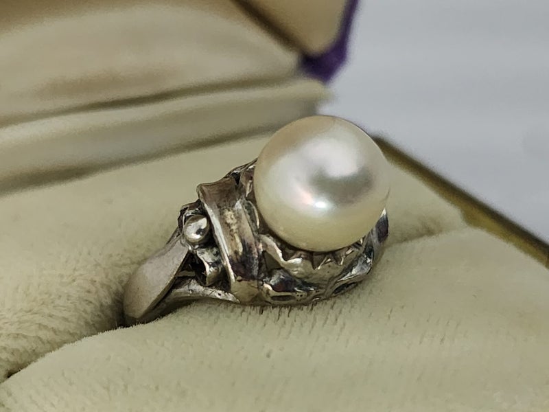 Antique 18ct White Gold Pearl Ring $1 Reserve Carousel 1