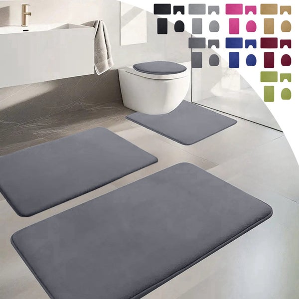 Bath Mat Set ! 4 Piece Non-Slip Bathroom Rugs Absorbent Quick Dry Machine W Carousel 1