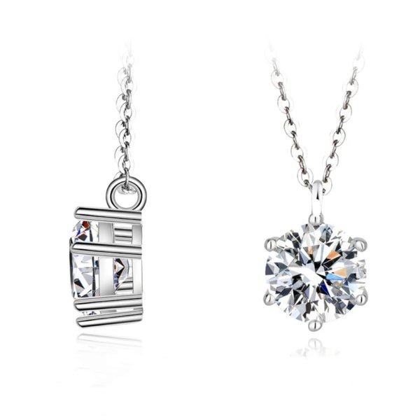 SALE: 3ct Moissanite Diamond Pendant Necklace S925 Silver 18K White Gold Plated Carousel 2