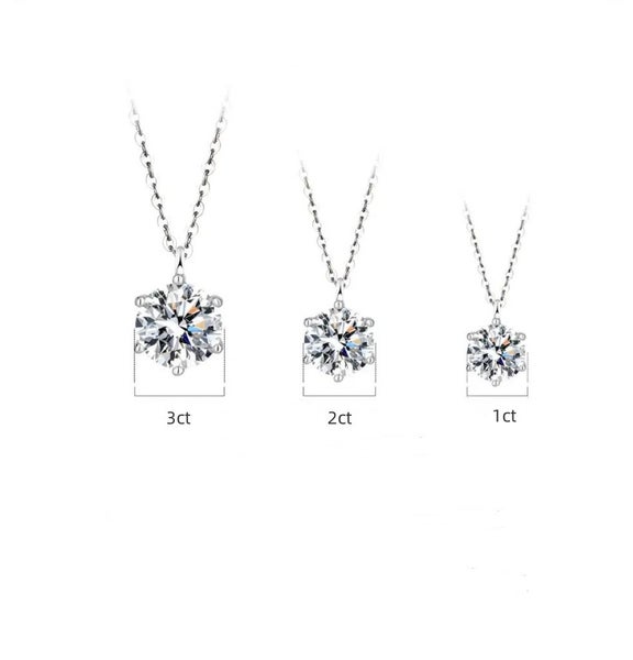 SALE: 3ct Moissanite Diamond Pendant Necklace S925 Silver 18K White Gold Plated Carousel 6