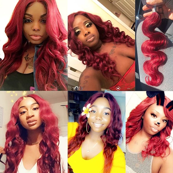Burgundy Bundles Human Hair Body Wave, Colored Bundles Human Hair Body Wave Carousel 1