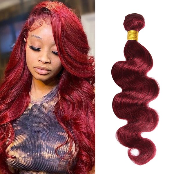 Burgundy Bundles Human Hair Body Wave, Colored Bundles Human Hair Body Wave Carousel 4