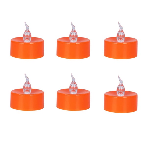 Halloween 6Pack Orange Tea Light Candles Battery Powered LED Tea Lights Wit Carousel 2