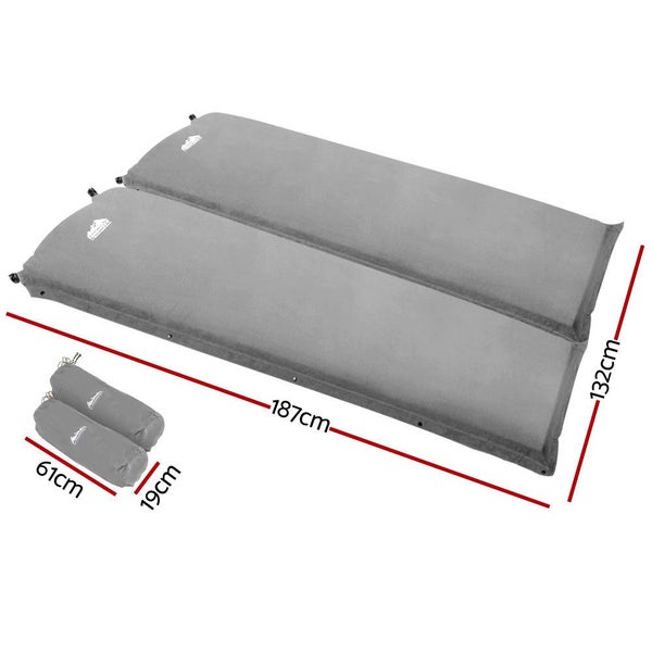 Weisshorn Self Inflating Mattress Camping Sleeping Air Bed Double Set Grey Carousel 2