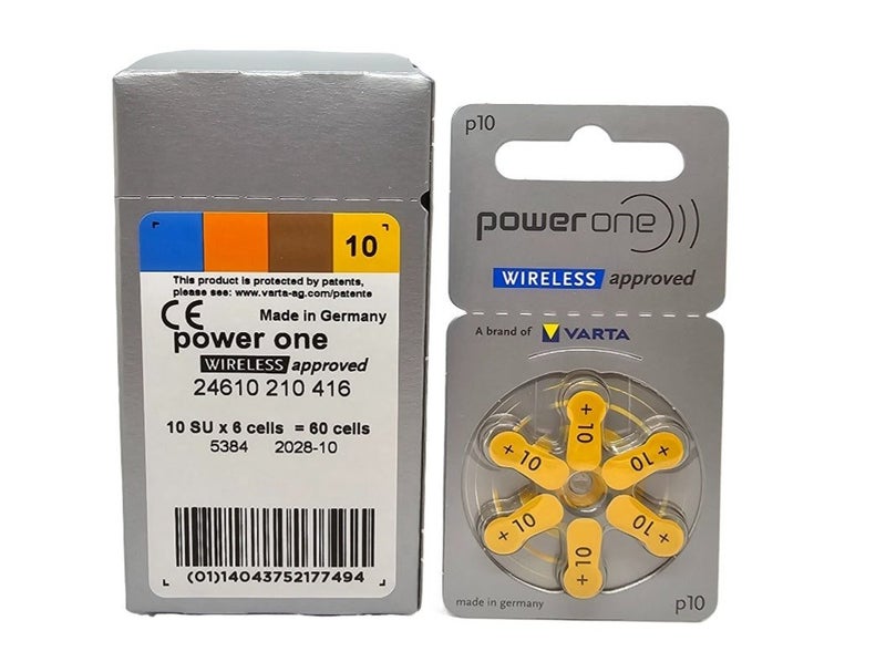PowerOne P10 (PR70, size 10) Zinc Air Hearing Aid Batteries - 60 Pack (1 box) Carousel 1