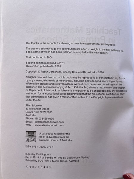 Teaching Mathematics in Primary Schools - 2020 Carousel 2