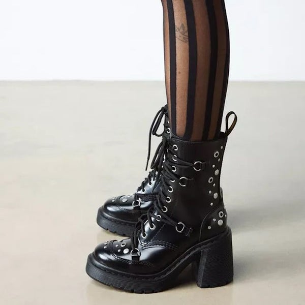 Dr Martens Chesney Hardware Flare Heeled Boot Black Carousel 2