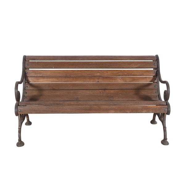 ORIGINAL TEAK AND IRON GARDEN BENCH Carousel 1
