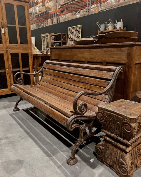 ORIGINAL TEAK AND IRON GARDEN BENCH Carousel 2