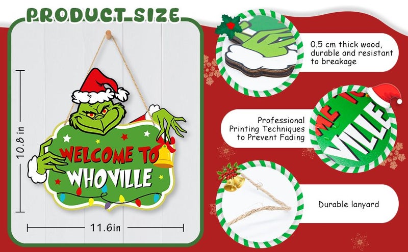 Christmas Decorations Hanging Sign Wooden Christmas Decor Door Sign Carousel 2