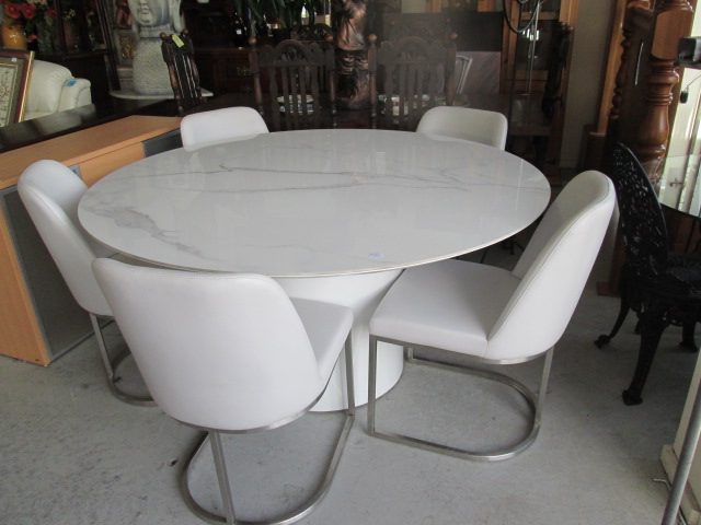 2265 AWESOME 6 PIECE MARBLE LOOK TOP DINING SUITE Carousel 2